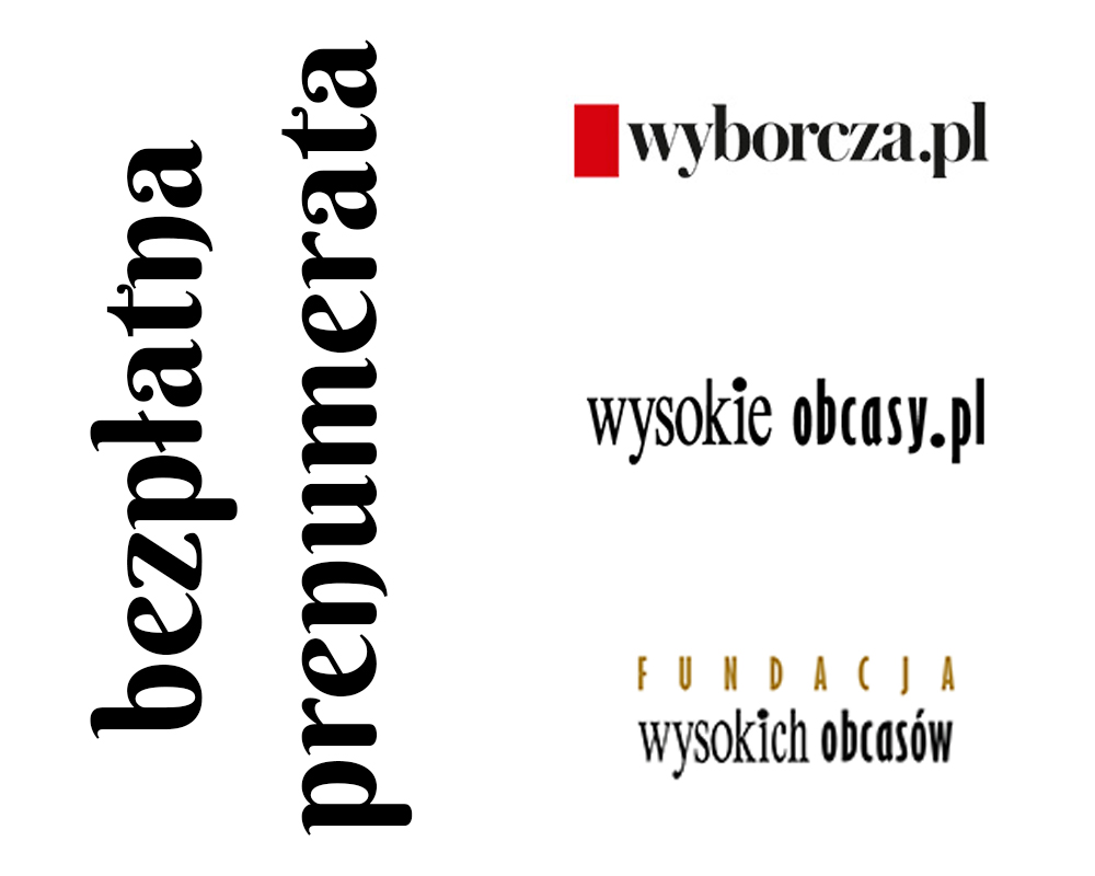 Grafika z logo "Gazeta Wyborcza" oraz "Wysokie obcasy" informująca o możliwości darmowej prenumeraty